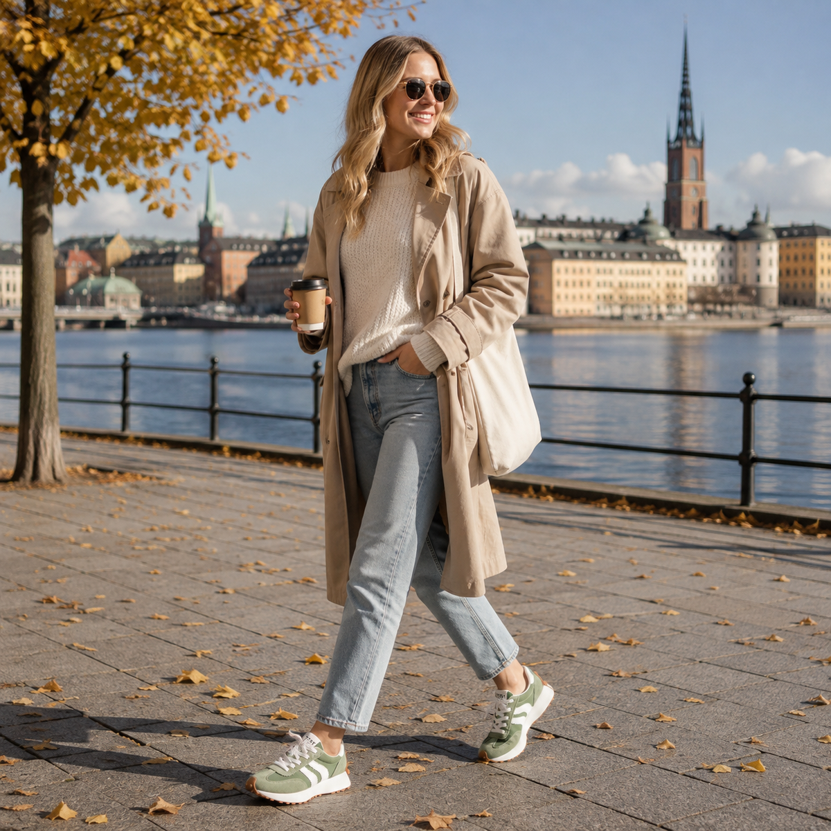 Dames sneakers, plateau — retro chunky-zool met vetersluiting