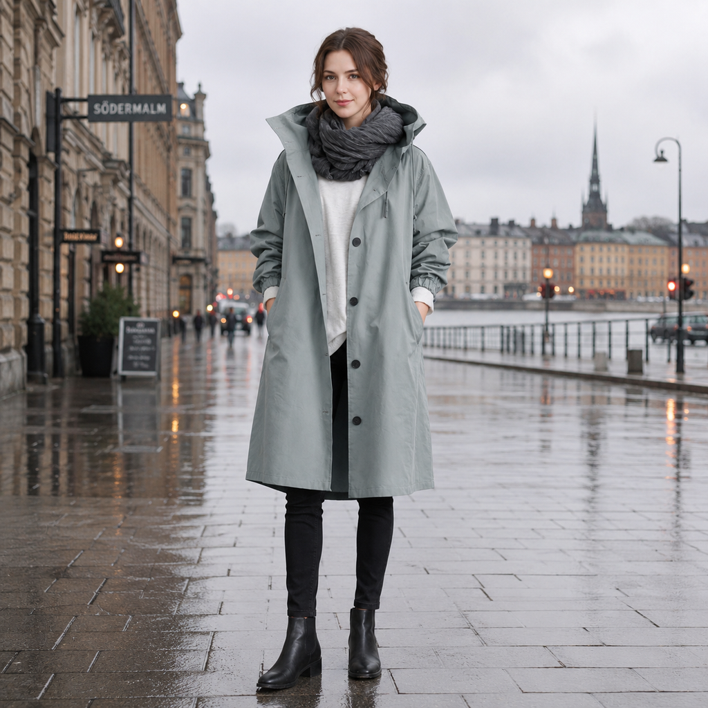 Dames regenjas — waterdicht en ademend met oversized capuchon