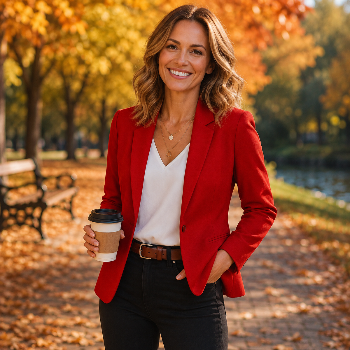 Damesblazer, getailleerd — linnen blazer met revers en knopen