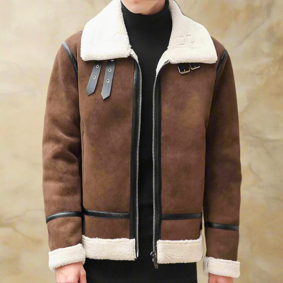 Kappa voor heren, imitatie-mokka — elegante en warme winterjas met ceintuur