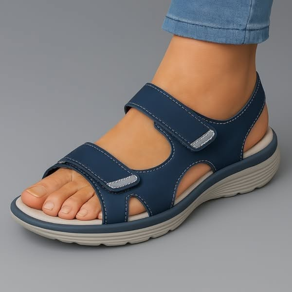 Dames orthopedische sandalen — textiel met schokdempende zool en verstelbare pasvorm