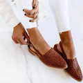 Dames loafers, textiel — geweven slingback met platte zool