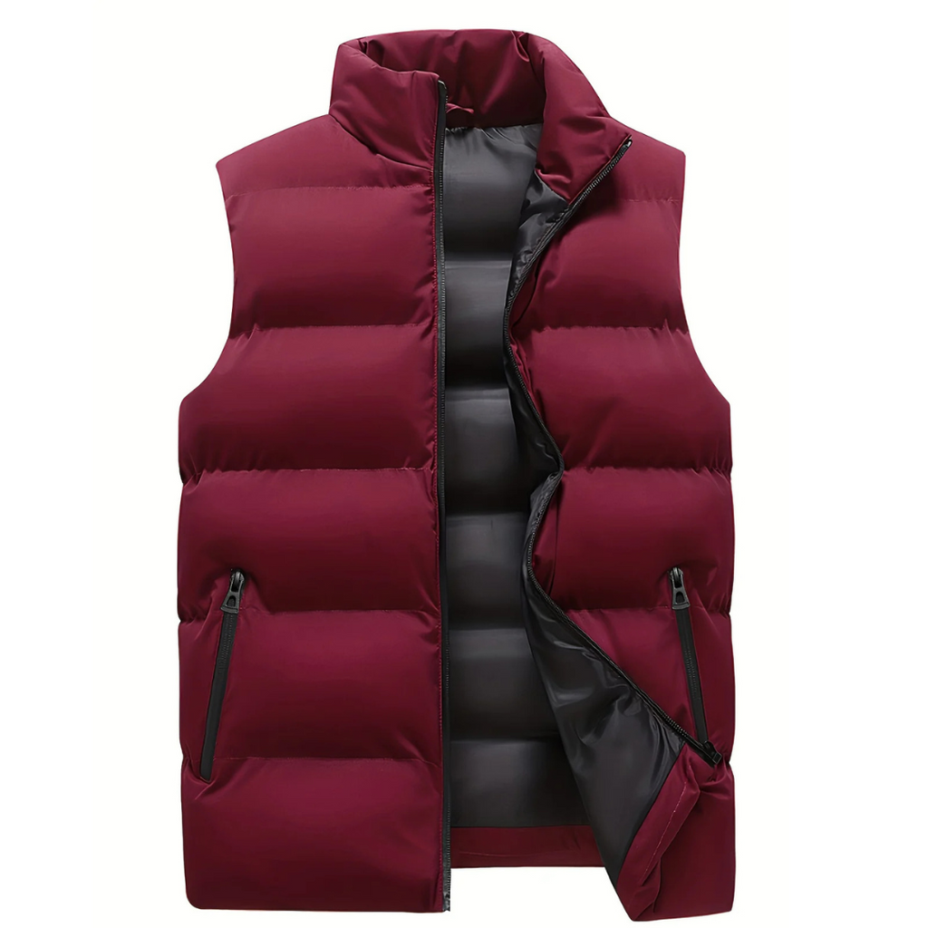Heren gewatteerde bodywarmer — lichtgewicht en warme bodywarmer met ritssluiting