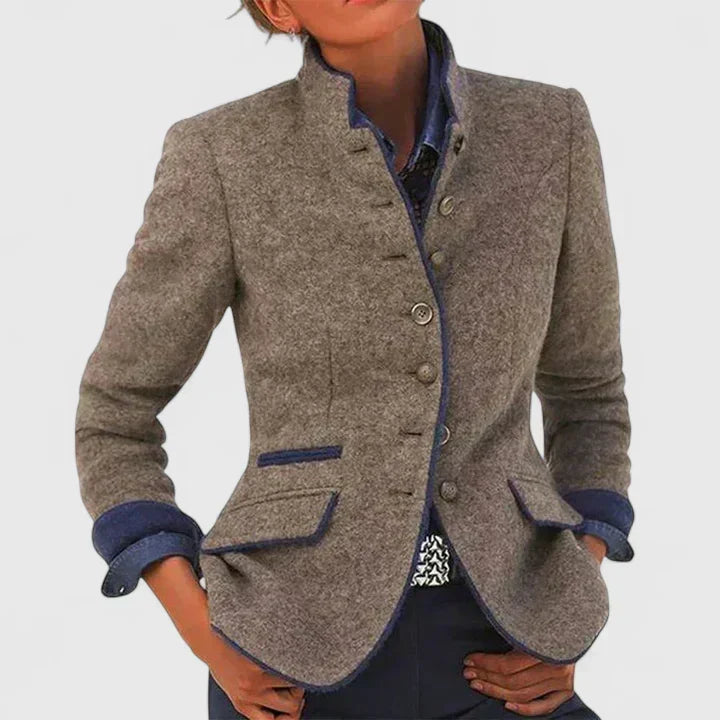 Dames gebreid vest van acryl — elegant vest met knoopsluiting