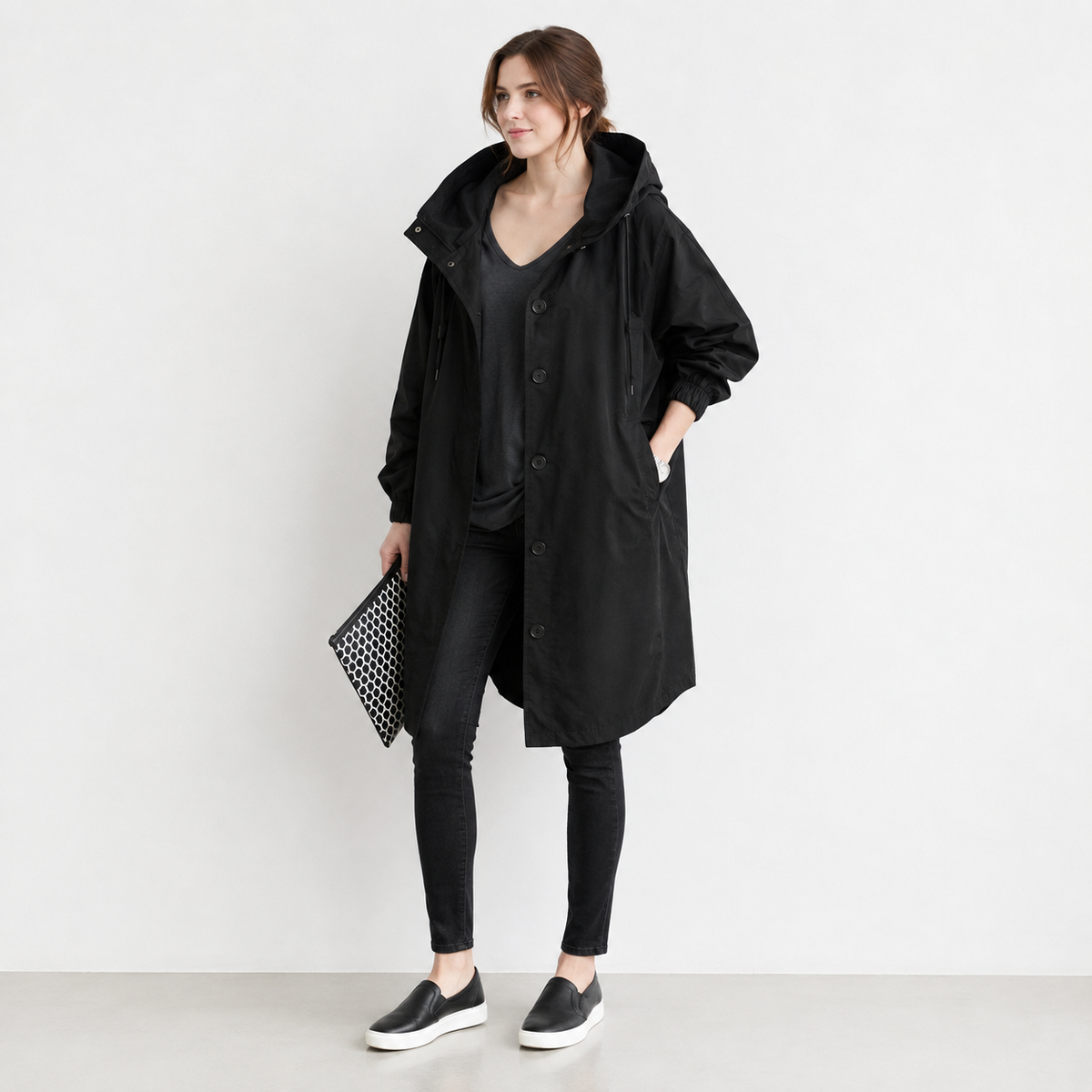 Dames regenjas — waterdicht en ademend met oversized capuchon