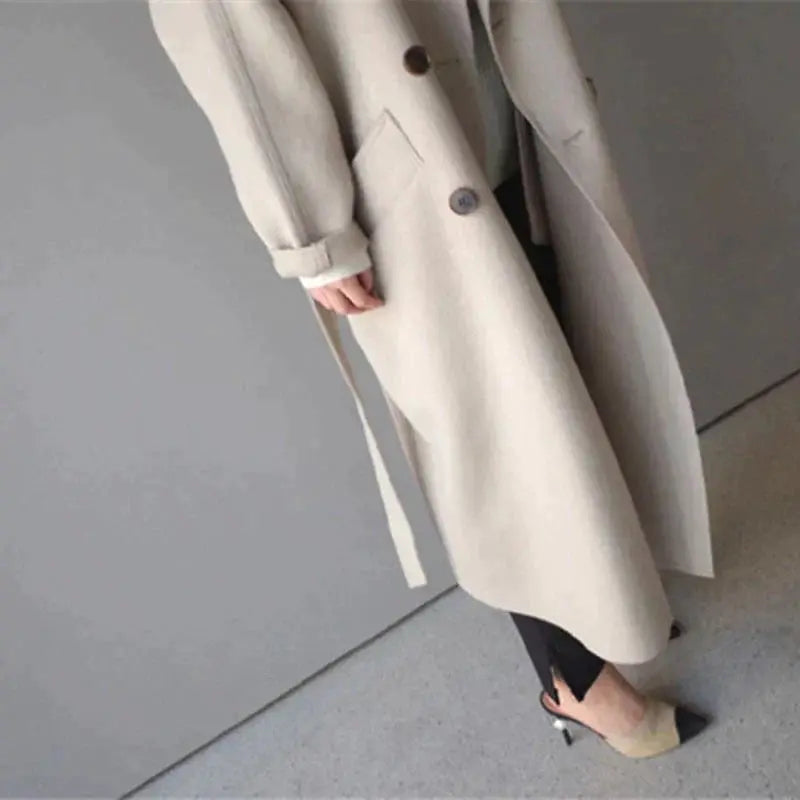 Dames lange jas — elegante klassieke winterjas van acryl