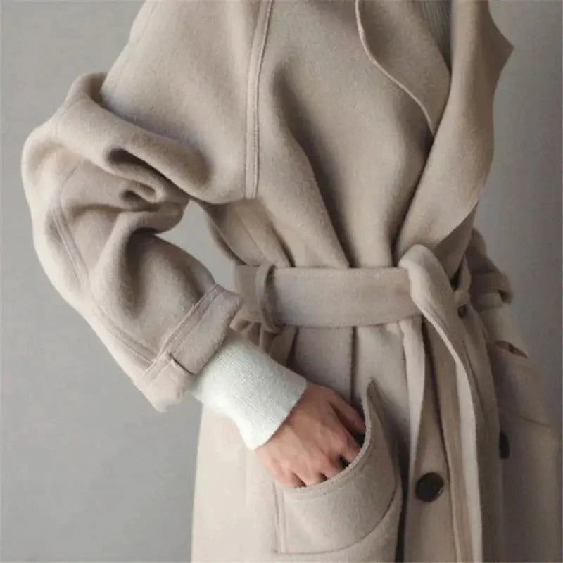 Dames lange jas — elegante klassieke winterjas van acryl