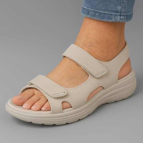 Dames orthopedische sandalen — textiel met schokdempende zool en verstelbare pasvorm