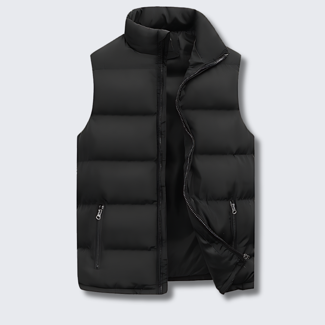 Heren gewatteerde bodywarmer — lichtgewicht en warme bodywarmer met ritssluiting