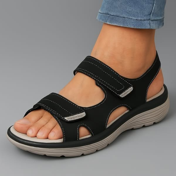 Dames orthopedische sandalen — textiel met schokdempende zool en verstelbare pasvorm