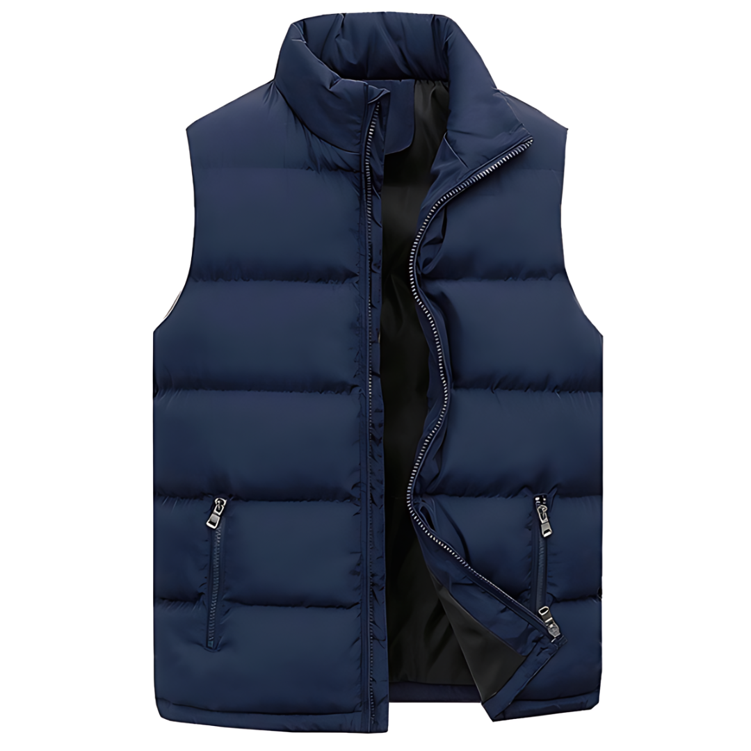 Heren gewatteerde bodywarmer — lichtgewicht en warme bodywarmer met ritssluiting