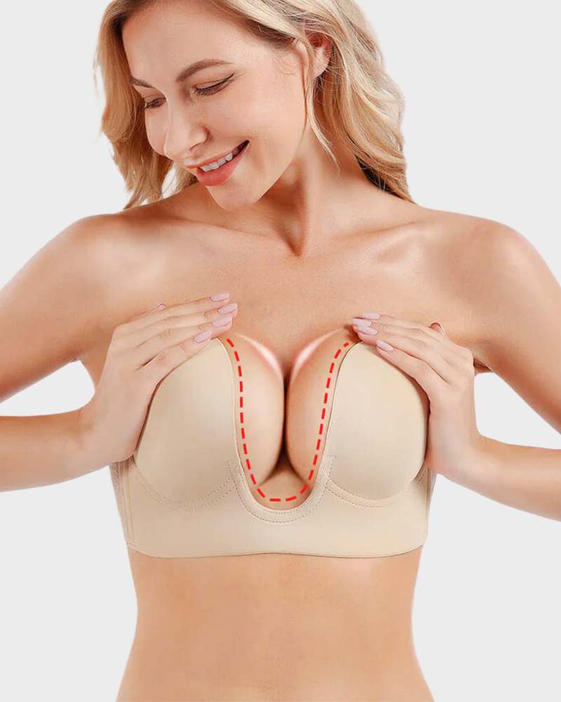 Dames-bh, strapless — naadloze push-up met diepe U-vormige halslijn