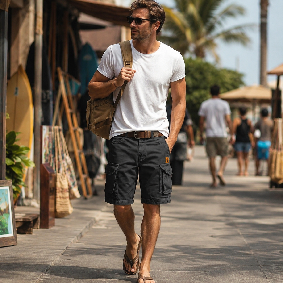 Cargo broek heren, katoen — casual outdoorbroek met cargozakken