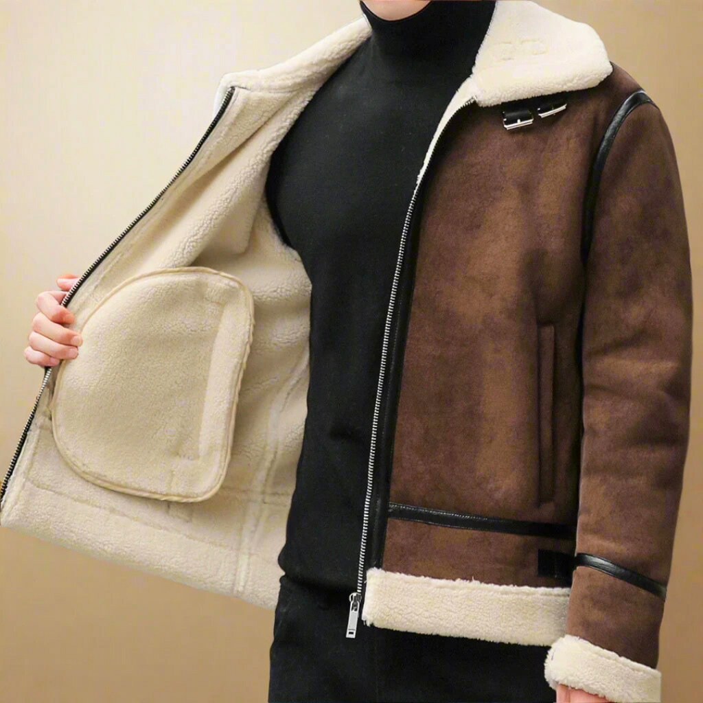 Kappa voor heren, imitatie-mokka — elegante en warme winterjas met ceintuur