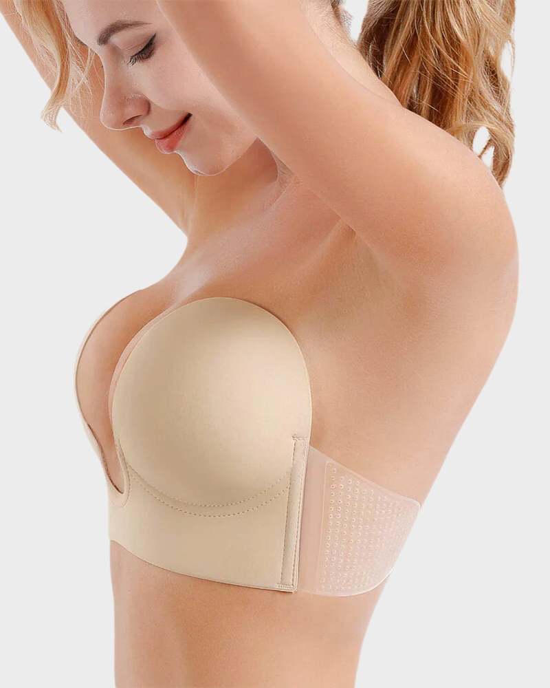 Dames-bh, strapless — naadloze push-up met diepe U-vormige halslijn
