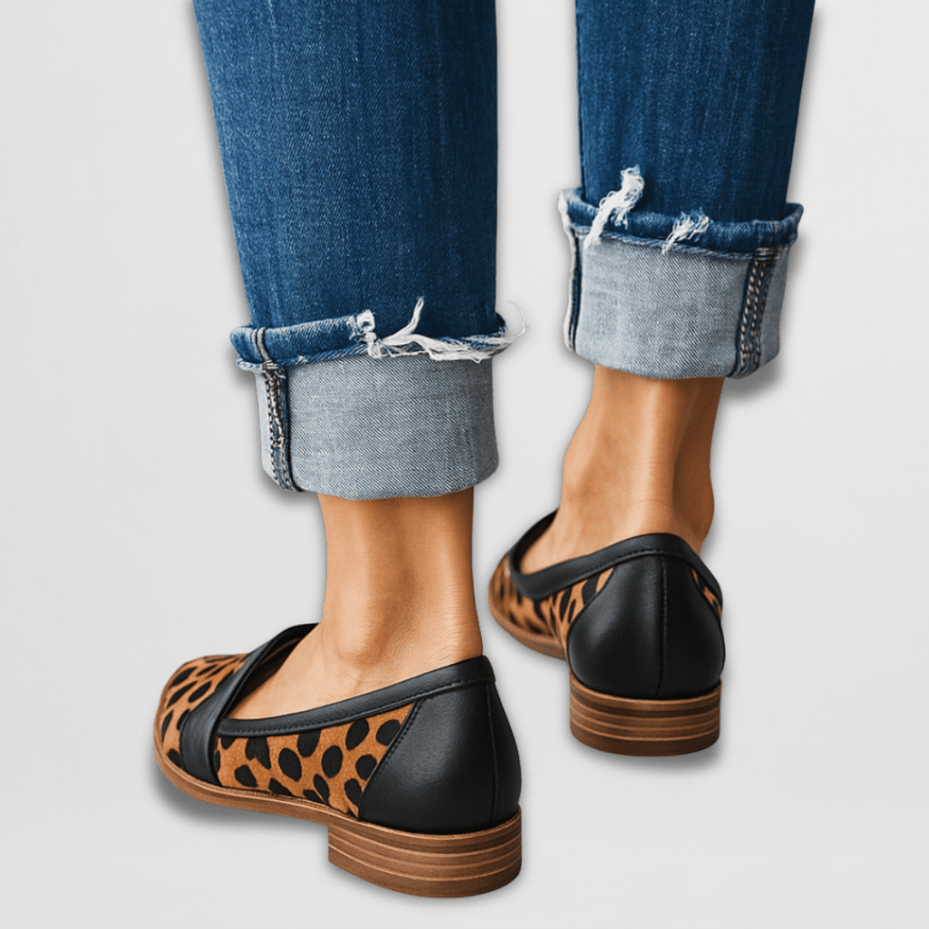 Dames loafers — mocca-imitatie, comfortabele slip-ons met ondersteunende zool