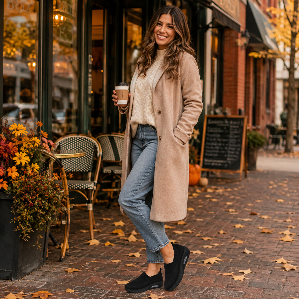 Dames slip-on schoenen, orthopedisch — van textiel met een gedempte zool