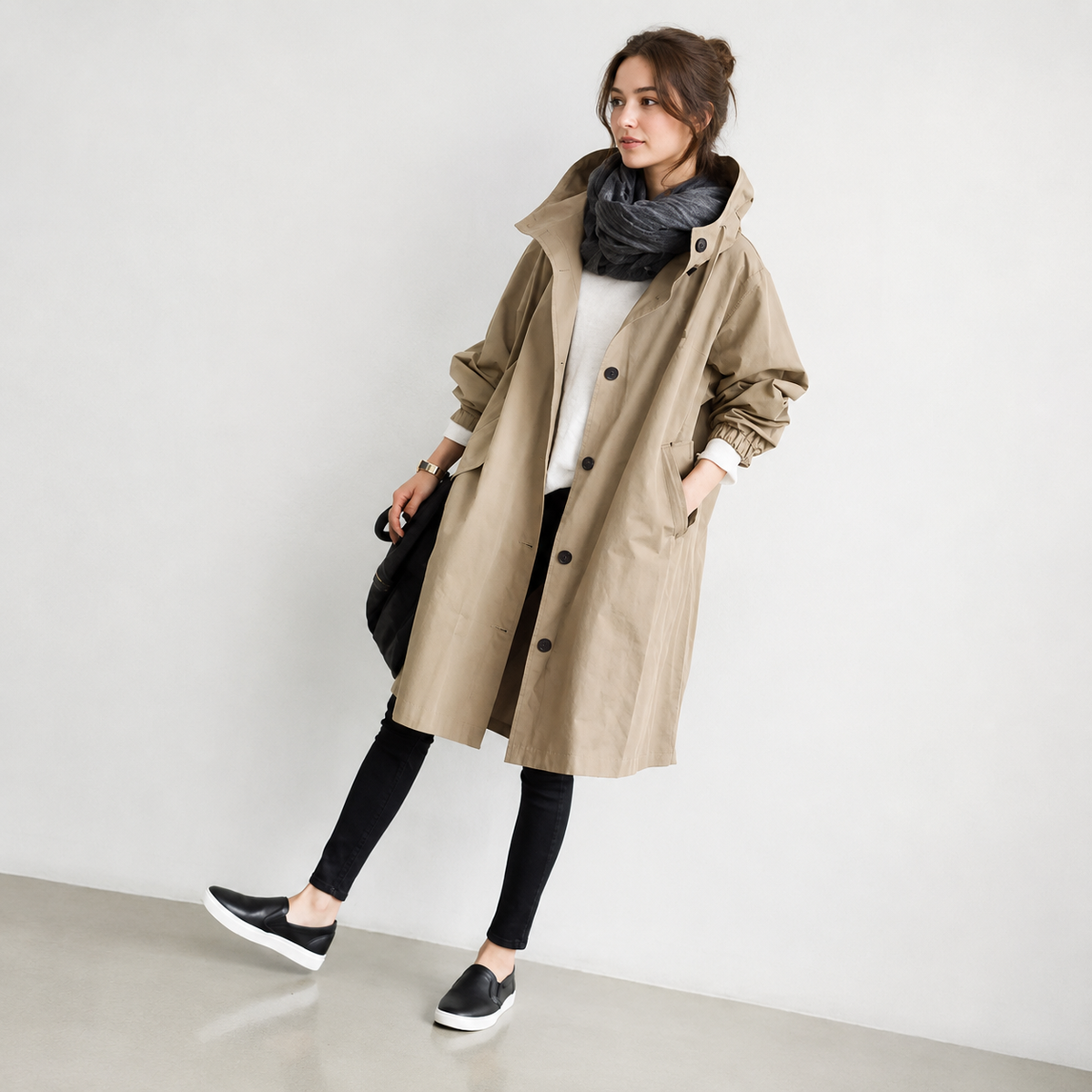 Dames regenjas — waterdicht en ademend met oversized capuchon