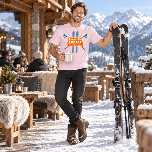 Après-ski T-shirt heren — T-shirt met korte mouwen en een leuke skiprint