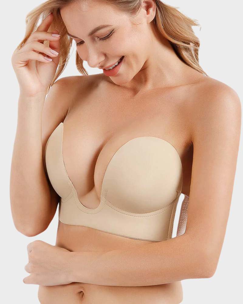 Dames-bh, strapless — naadloze push-up met diepe U-vormige halslijn
