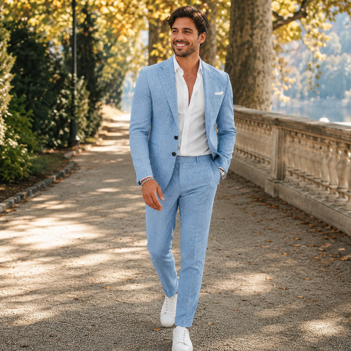 Heren pak, double-breasted — klassieke blazer en pantalon voor feestelijke gelegenheden