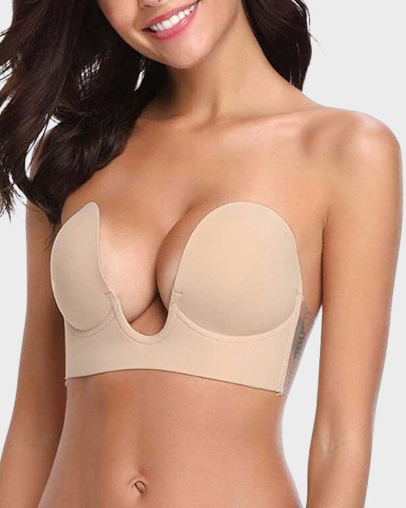 Dames-bh, strapless — naadloze push-up met diepe U-vormige halslijn