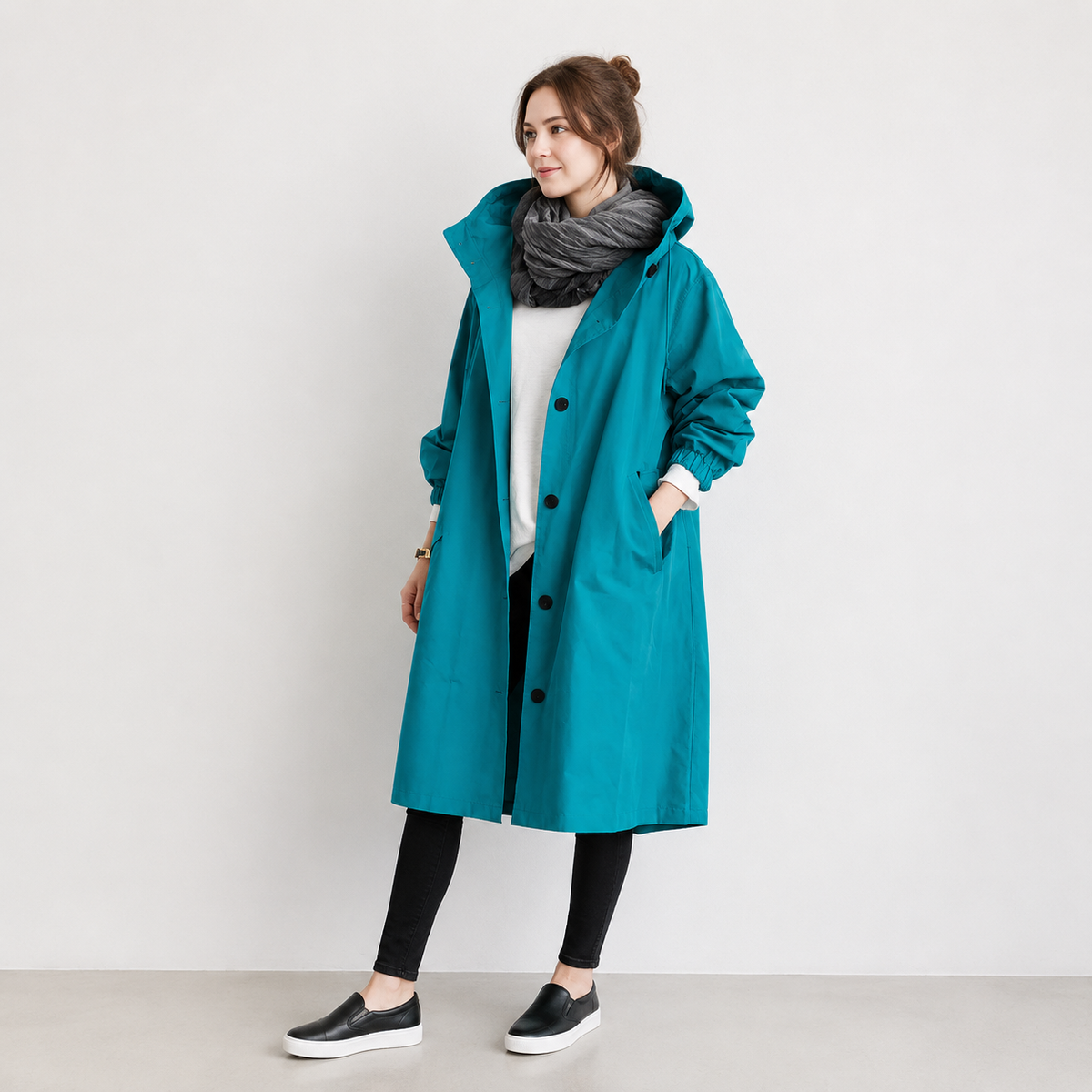 Dames regenjas — waterdicht en ademend met oversized capuchon