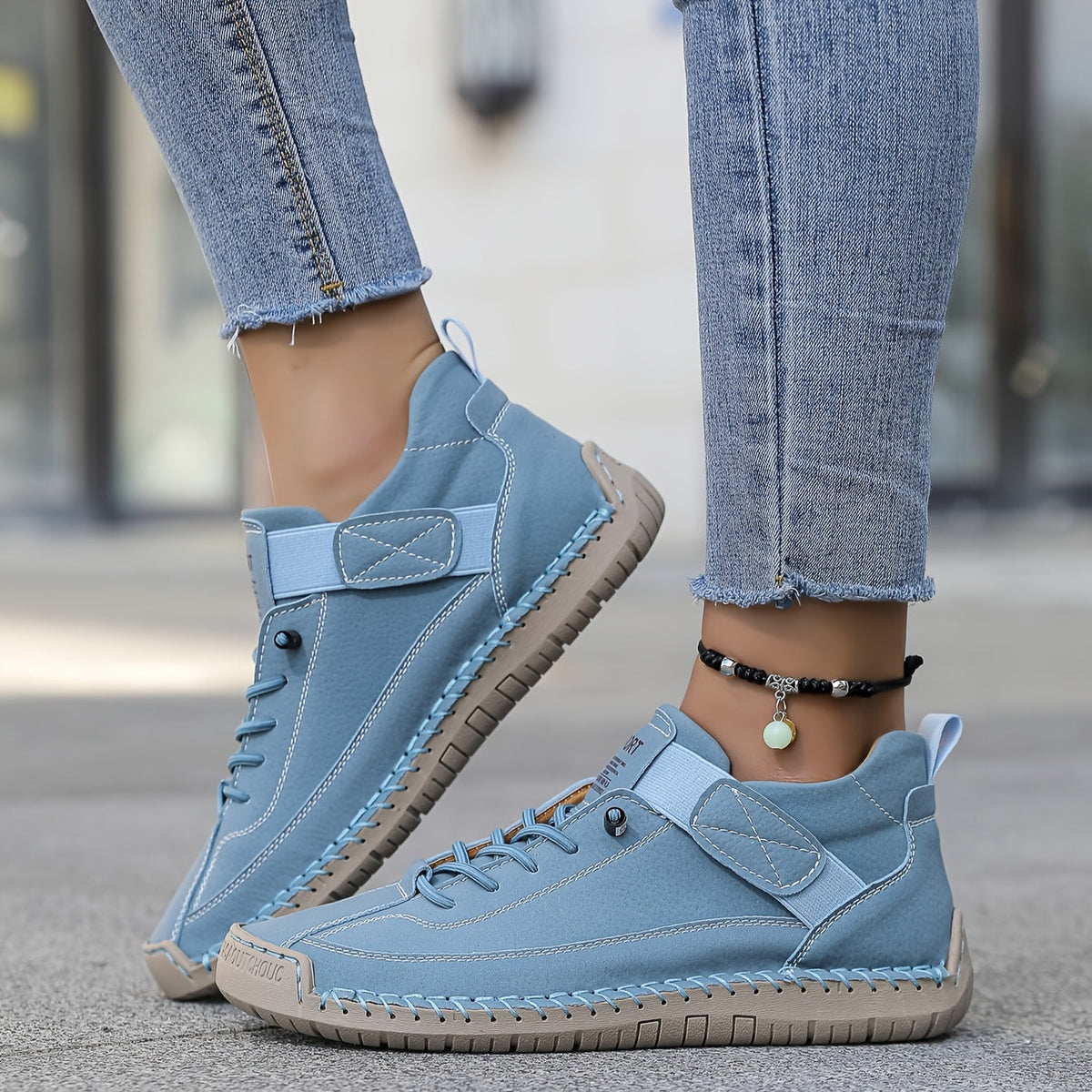 Dames slip-on sneakers — met klittenbandsluiting en gedempte zool, comfortabel