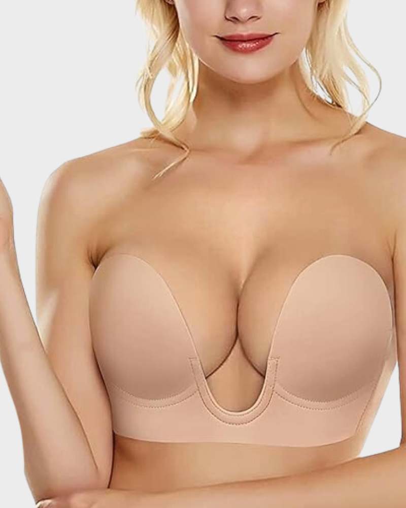 Dames-bh, strapless — naadloze push-up met diepe U-vormige halslijn