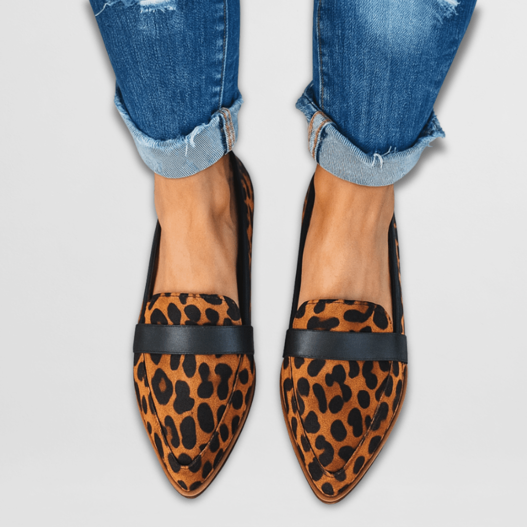 Dames loafers — mocca-imitatie, comfortabele slip-ons met ondersteunende zool