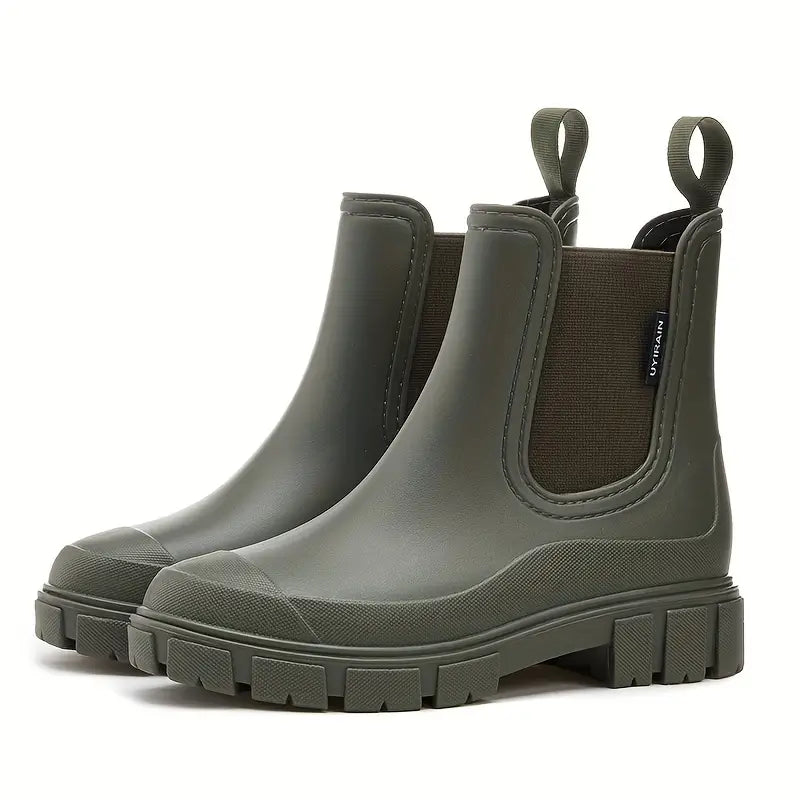 Waterdichte Chelsea boots dames — gladde instaplaarzen van imitatieleer