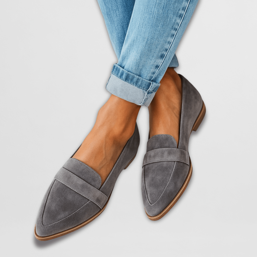 Dames loafers — mocca-imitatie, comfortabele slip-ons met ondersteunende zool