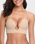Dames-bh, strapless — naadloze push-up met diepe U-vormige halslijn