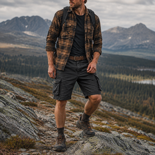 Cargo broek heren, katoen — casual outdoorbroek met cargozakken