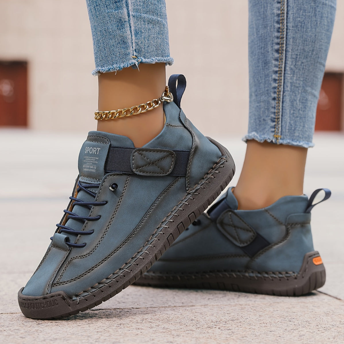 Dames slip-on sneakers — met klittenbandsluiting en gedempte zool, comfortabel