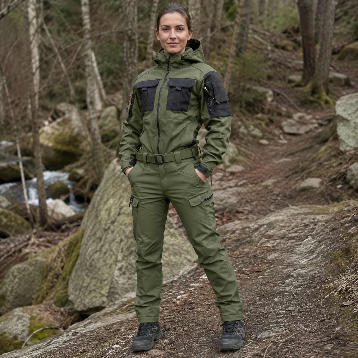 Heren outdoor set van softshell — wind- en waterdichte jas en broek
