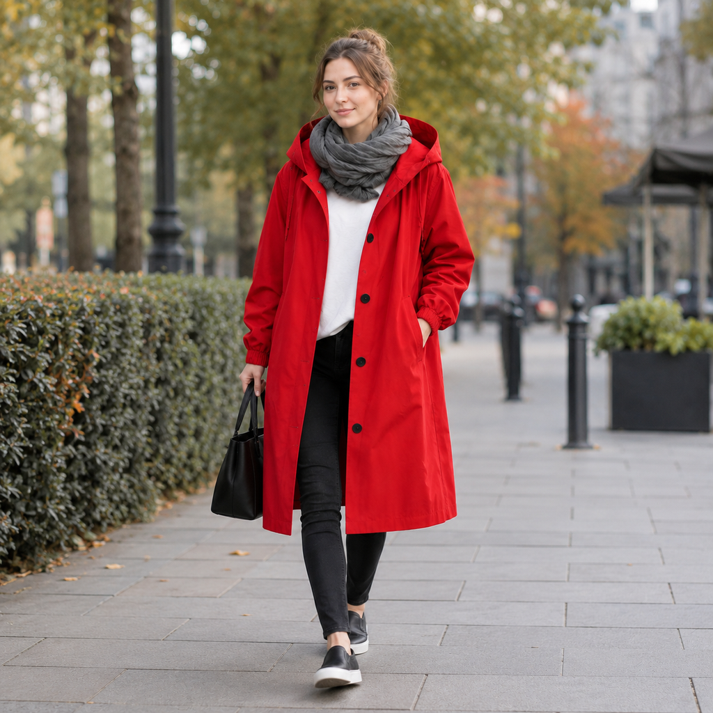 Dames regenjas — waterdicht en ademend met oversized capuchon