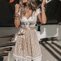 Dames trachtenjurk, beige — klassieke dirndl voor Oktoberfest en feesten