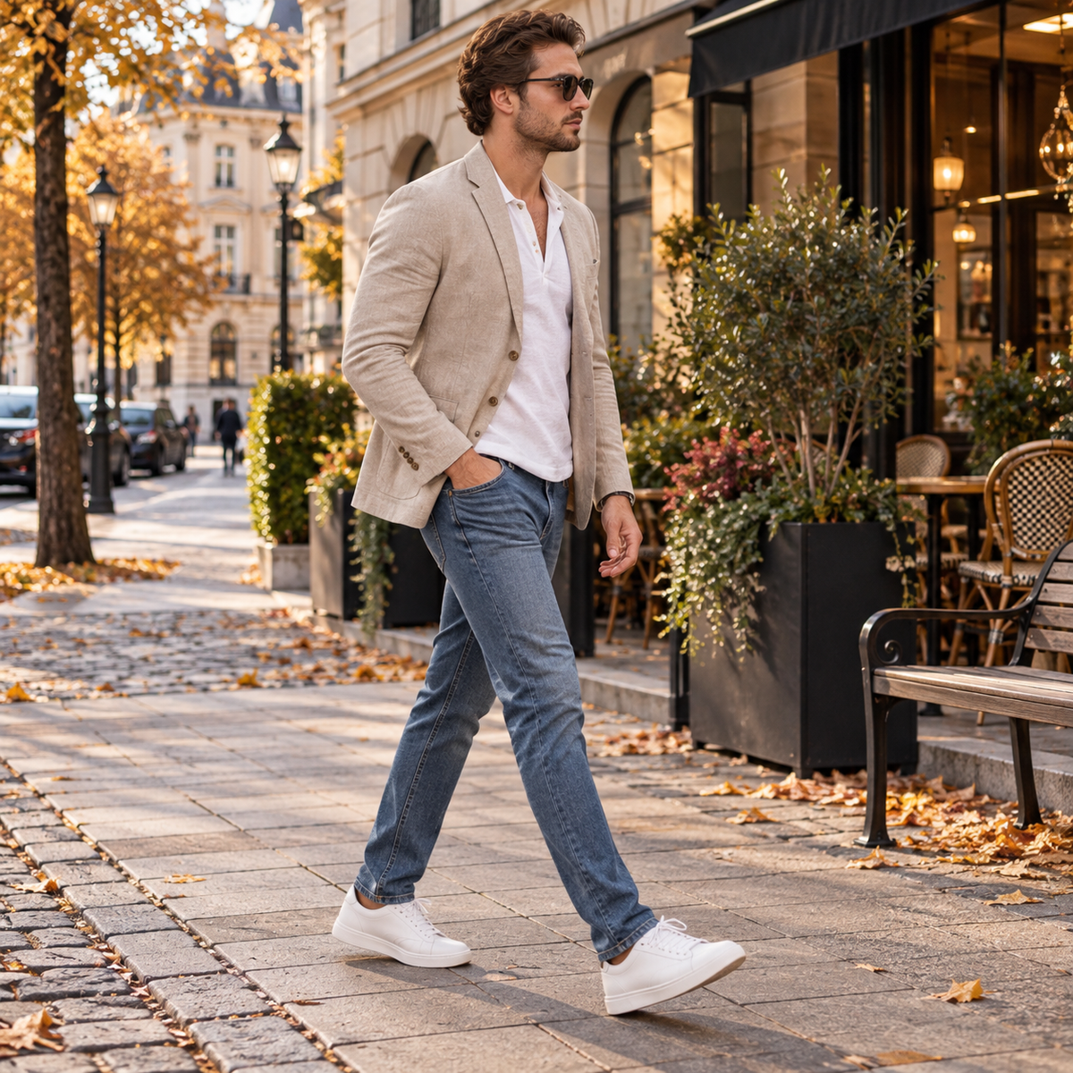 Herenblazer van linnenmix — casual zomerblazer met moderne pasvorm