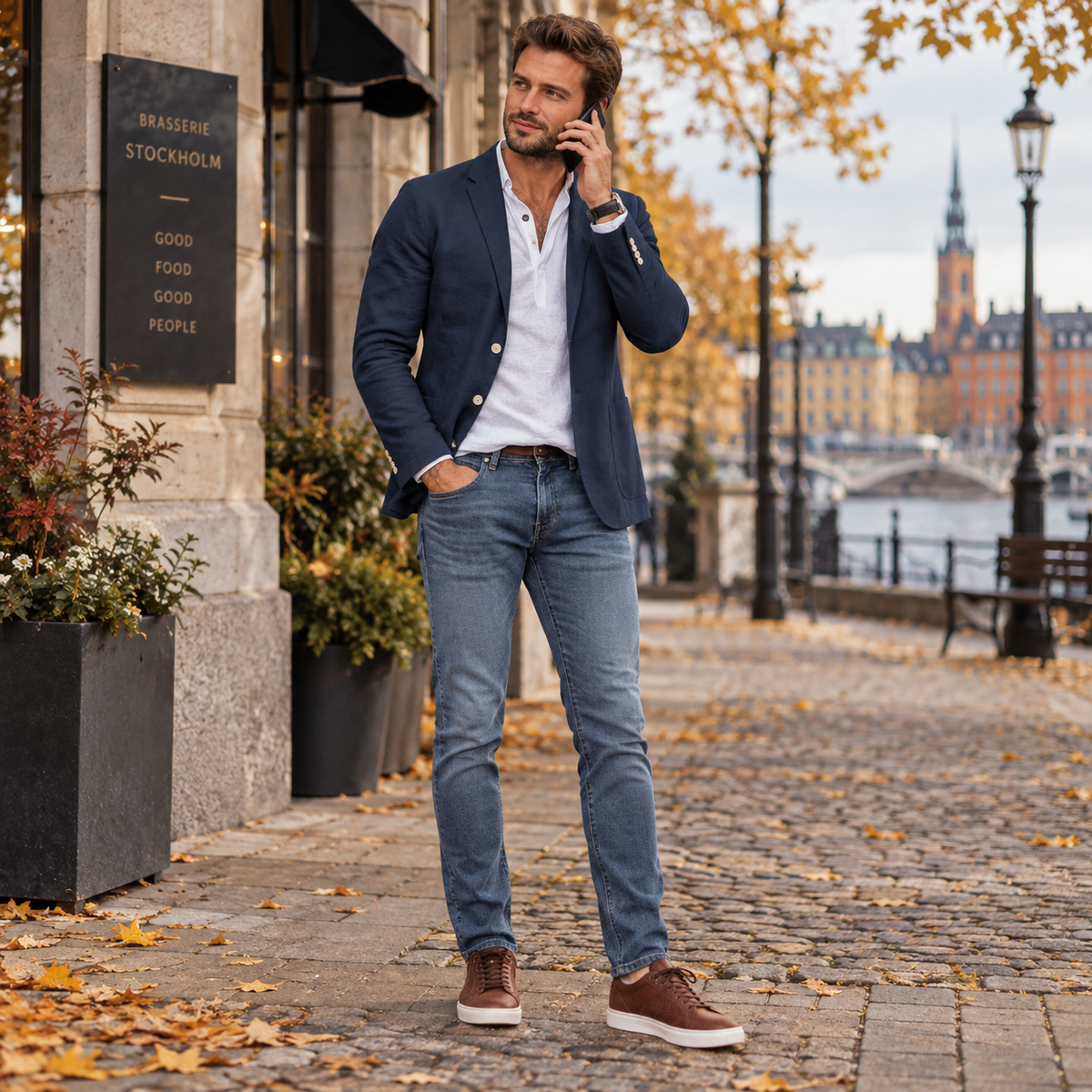 Herenblazer van linnenmix — casual zomerblazer met moderne pasvorm