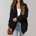 Dames gebreid vest, open — zachte acryl cardigan met soepel vallende pasvorm