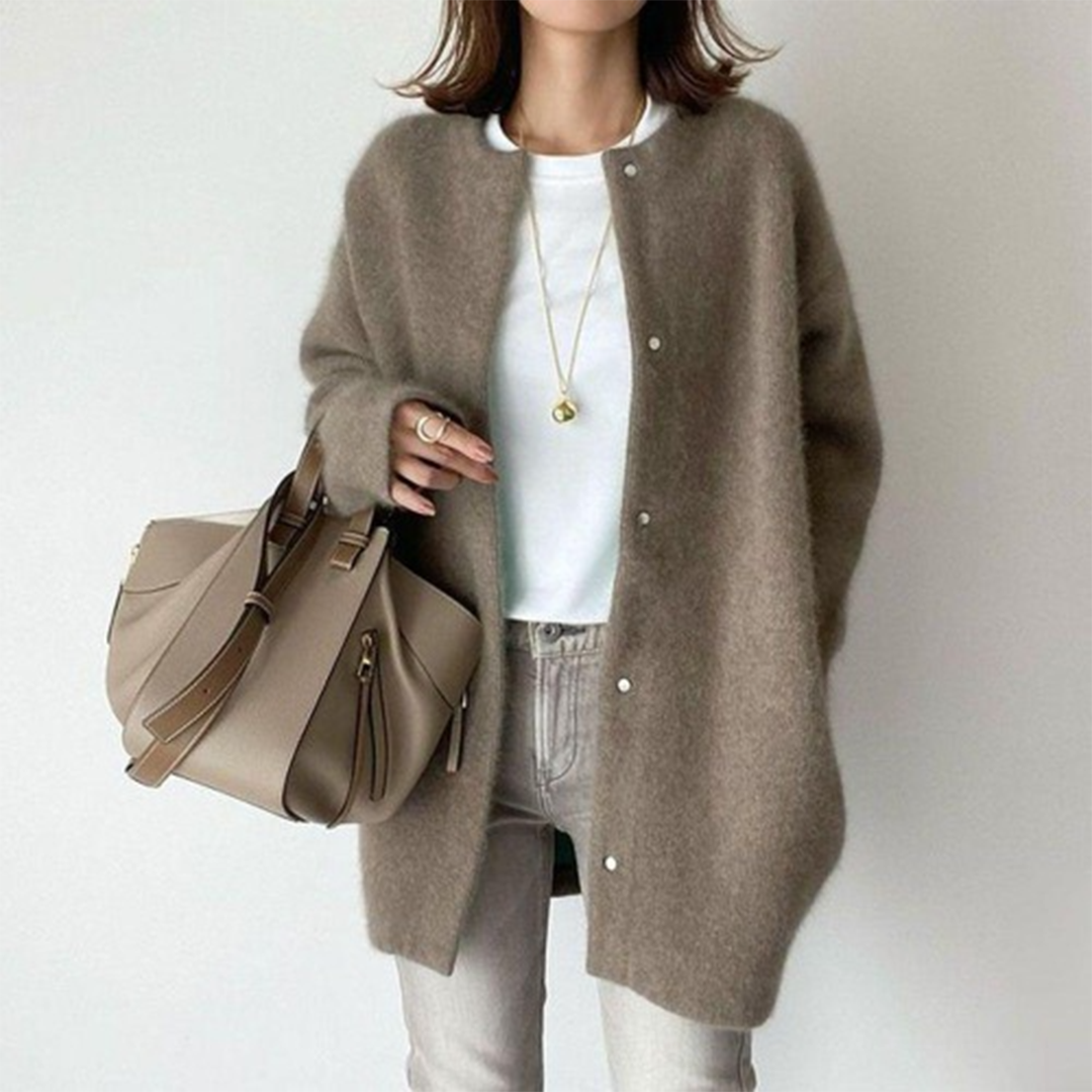 Dames gebreid vest — elegante en casual cardigan van acryl