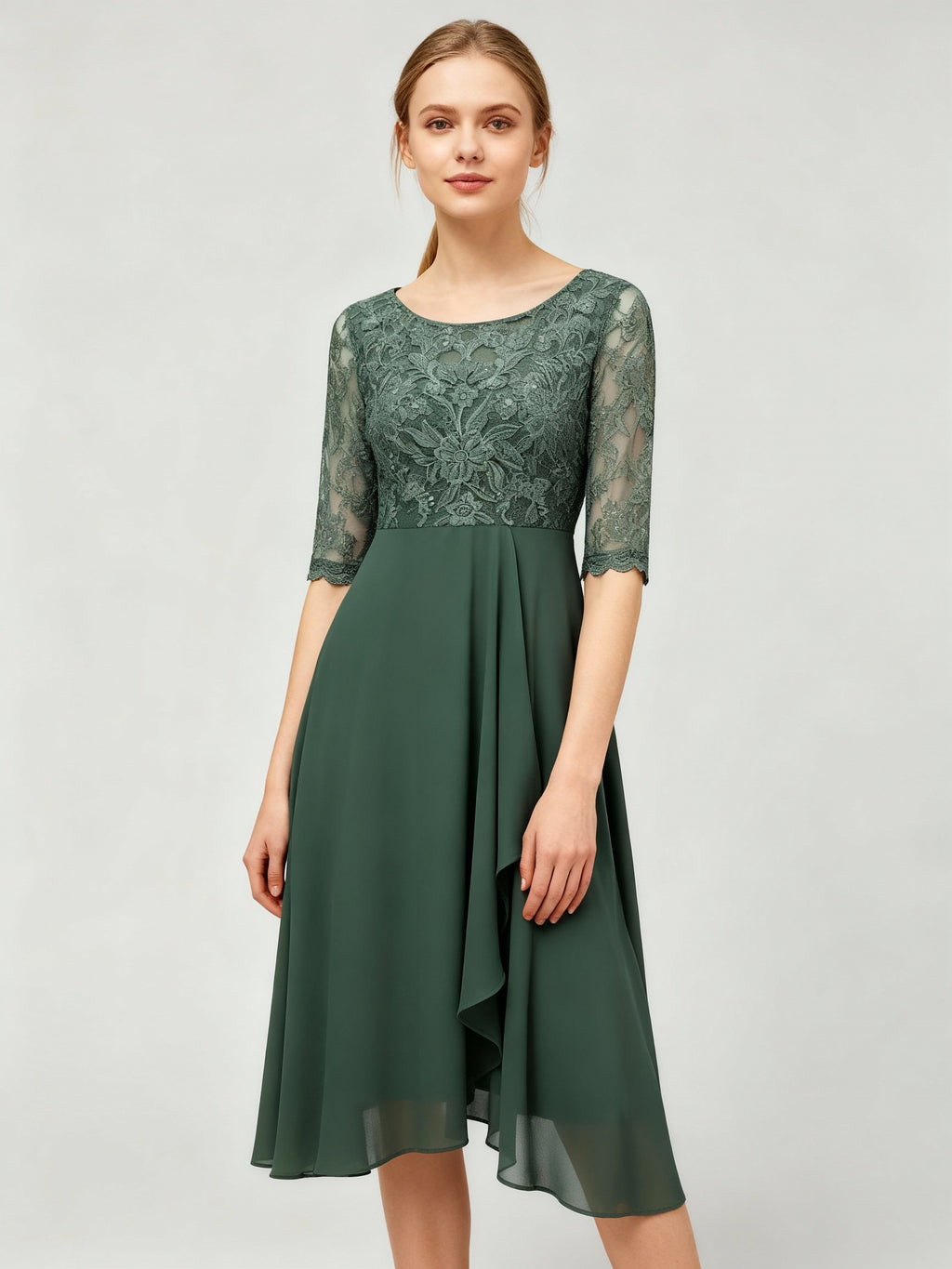 Maxi-jurk voor dames, chiffon — met lange mouwen en lichte stretch