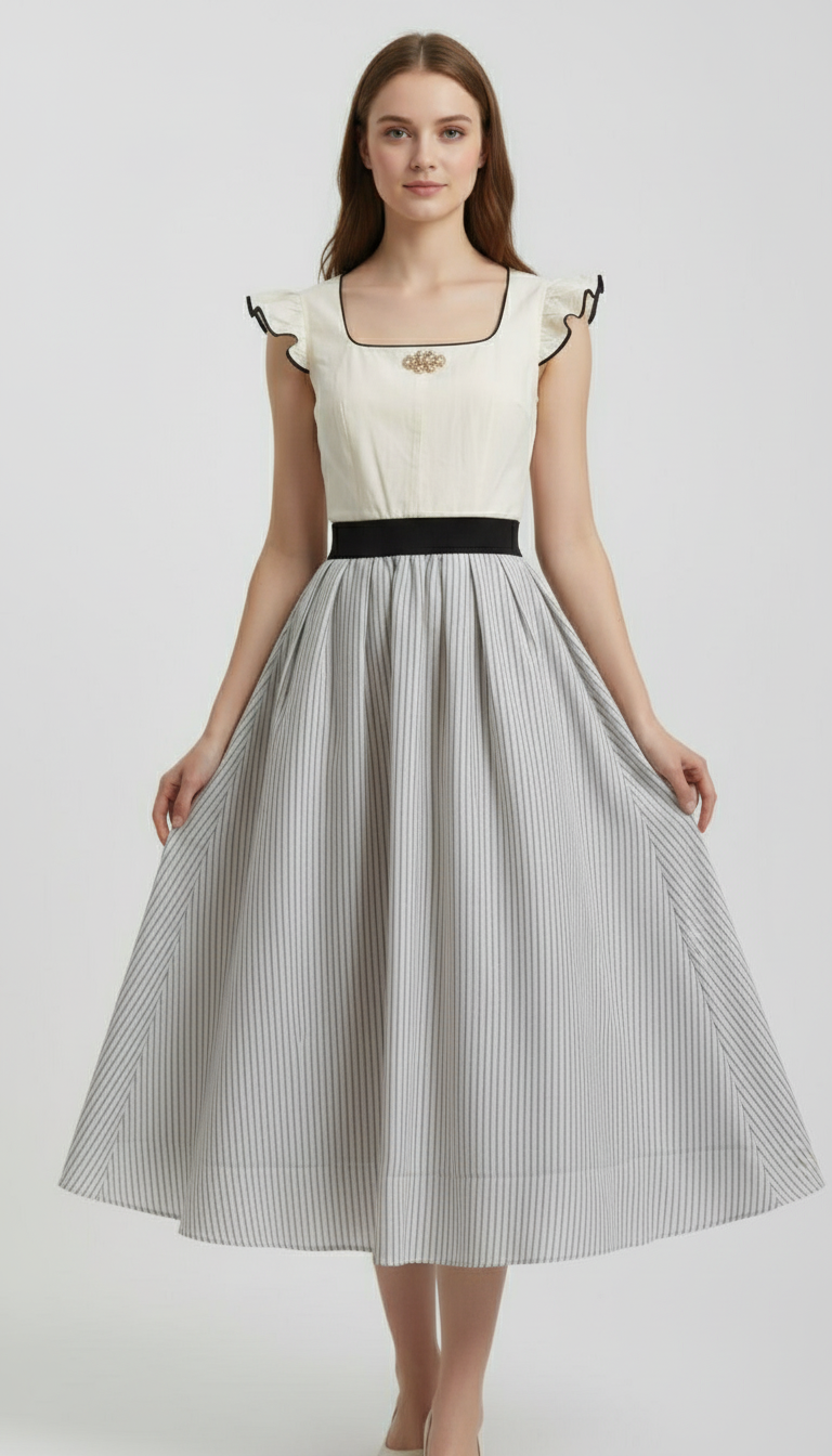 Dirndl voor dames, wit — traditionele Oktoberfestjurk voor het bierfeest
