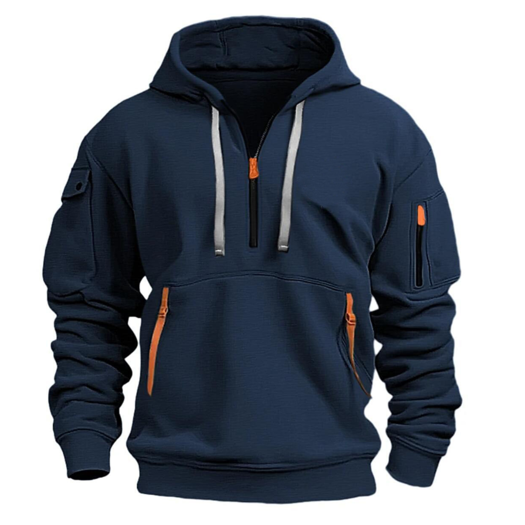 Herenhoodie — zachte hoodie met zakken met ritssluiting voor dagelijks gebruik