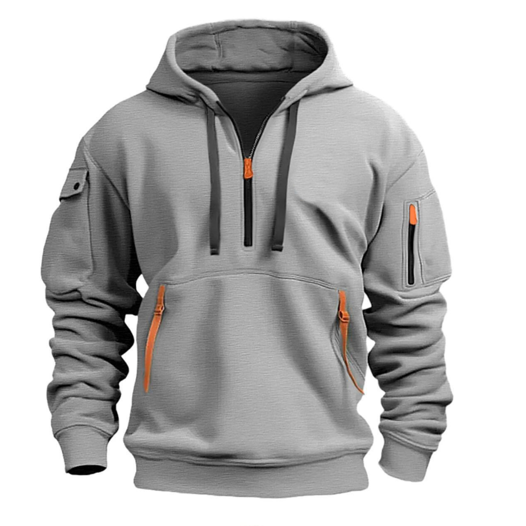Herenhoodie — zachte hoodie met zakken met ritssluiting voor dagelijks gebruik