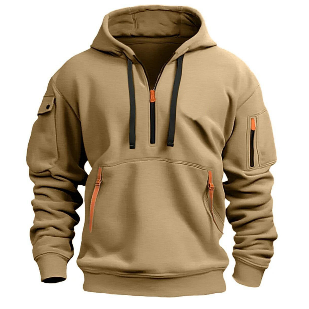 Herenhoodie — zachte hoodie met zakken met ritssluiting voor dagelijks gebruik