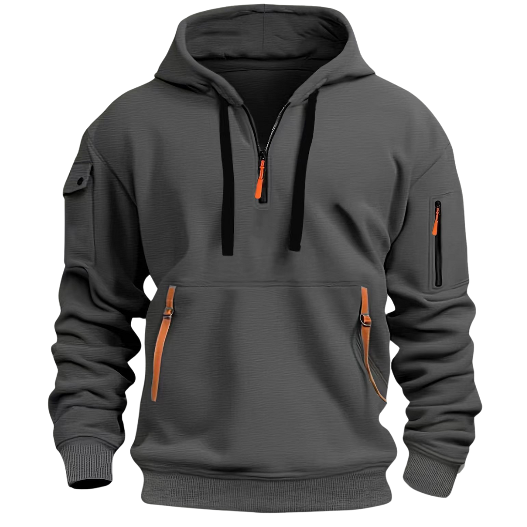 Herenhoodie — zachte hoodie met zakken met ritssluiting voor dagelijks gebruik