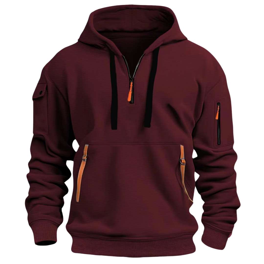 Herenhoodie — zachte hoodie met zakken met ritssluiting voor dagelijks gebruik