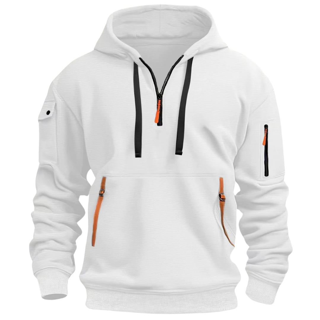 Herenhoodie — zachte hoodie met zakken met ritssluiting voor dagelijks gebruik